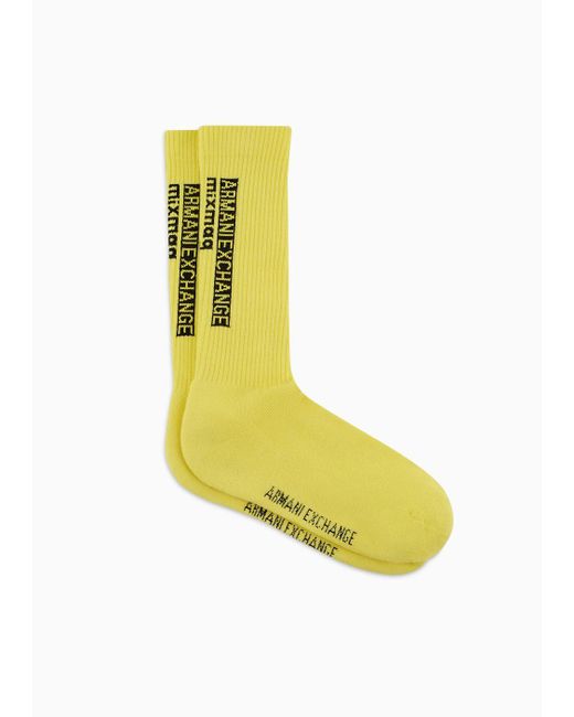 Armani Exchange Yellow Socks With Logo In Asv Fabric for men