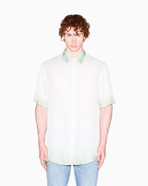 ARMANI EXCHANGE Green Viscose Twill Shirt for men