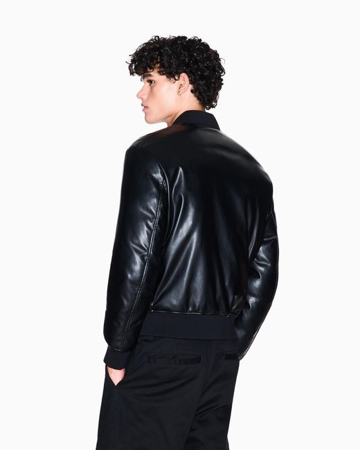 ARMANI EXCHANGE Blue Shiny Fabric Bomber Jacket for men