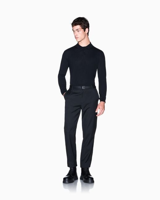 ARMANI EXCHANGE Blue Regular Fit Knit Polo for men