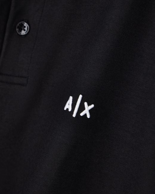 ARMANI EXCHANGE Black Slim-Fit Stretch Cotton Jersey Polo Shirt Essential for men