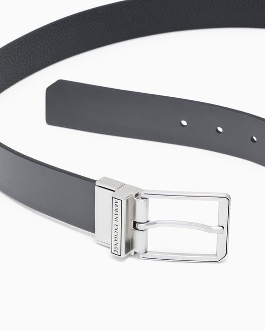 ARMANI EXCHANGE White Reversible Tongue Belt With An Adjustable Fit for men