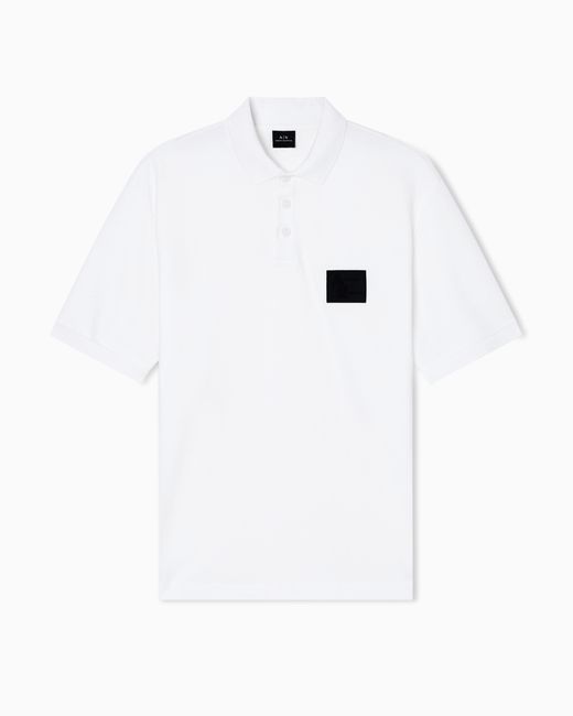 ARMANI EXCHANGE White Regular Fit Polo Shirt With Patch for men