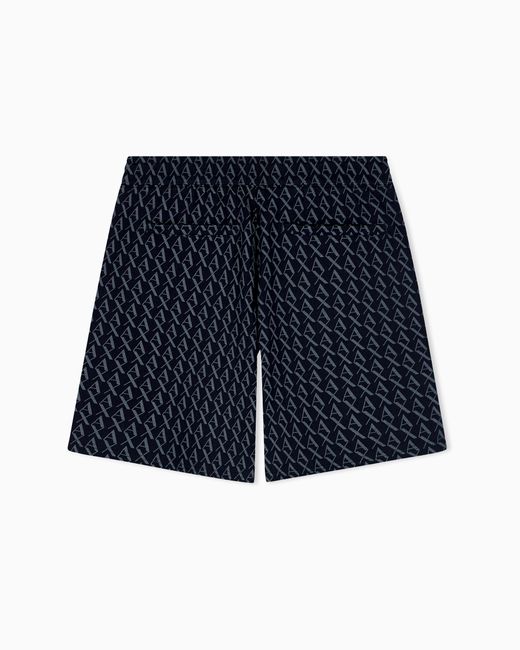 ARMANI EXCHANGE Black French Terry Shorts With An All-Over Pattern Essential for men