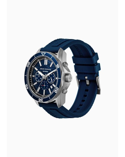 Armani Exchange Chronograph Blue Silicone Watch for men