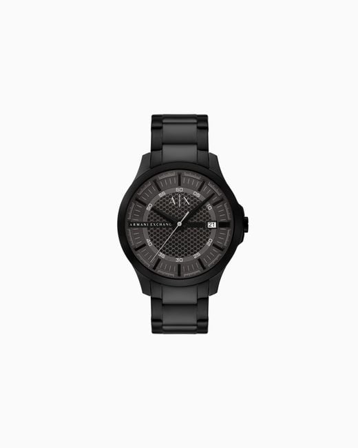 Reloj De Tres Manecillas De Acero Inoxidable Con Visualización De Fecha ARMANI EXCHANGE de hombre de color Black