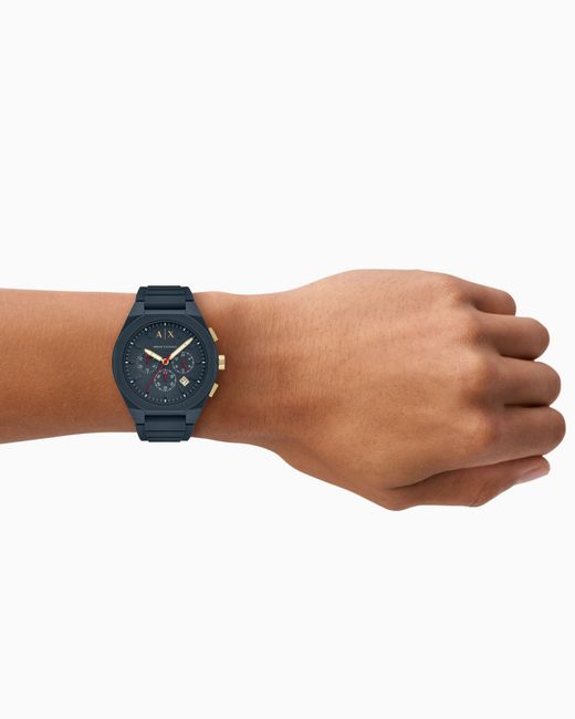 ARMANI EXCHANGE Blue Chronograph Silicone Watch for men