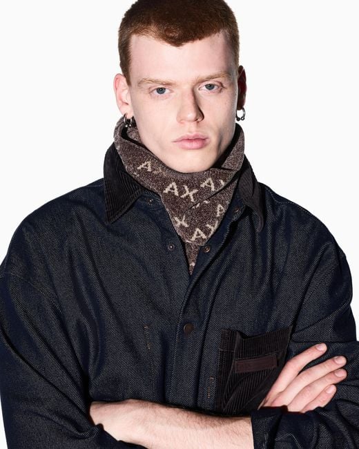 ARMANI EXCHANGE Brown Scarf Knitted for men