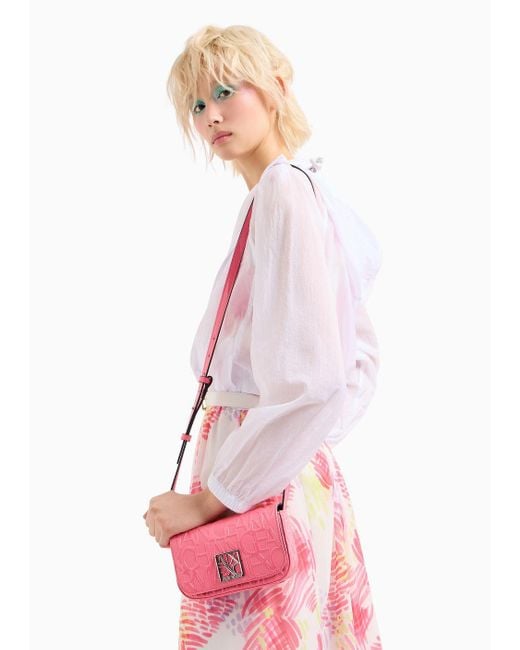 Armani Exchange Pink Embossed Crossbody Bag