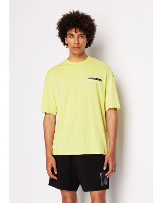 Armani Exchange Yellow Relaxed Fit T-shirt In Asv Organic Cotton With Logo On The Chest for men