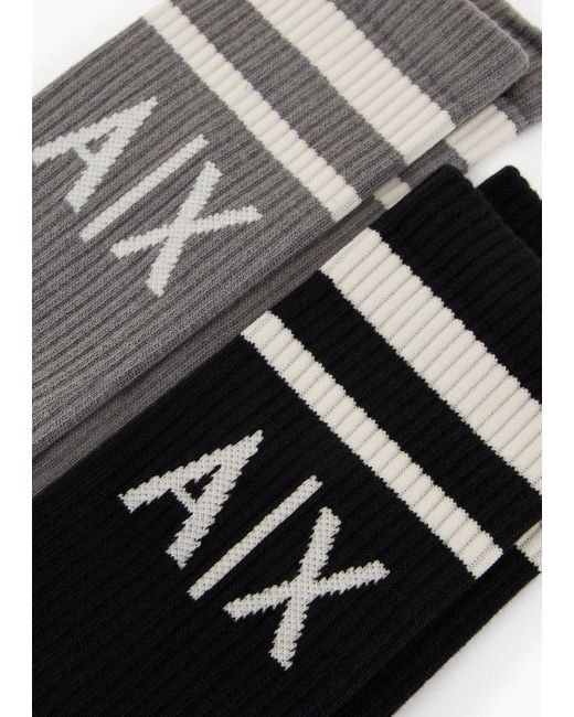 Armani Exchange White Two Pack Of Terrycloth Socks for men