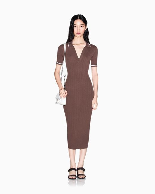 ARMANI EXCHANGE Brown Long Dress With Cut-Out Detail