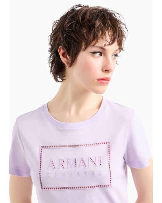 T-shirt Regular Fit In Cotone Organico Asv di Armani Exchange in Pink