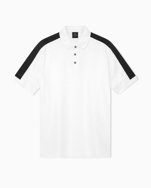 Polo De Corte Regular Con Cinta En Contraste ARMANI EXCHANGE de hombre de color White