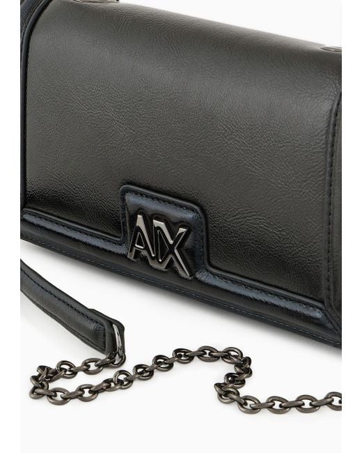 Armani Exchange Black Wallet On Chain With Logo