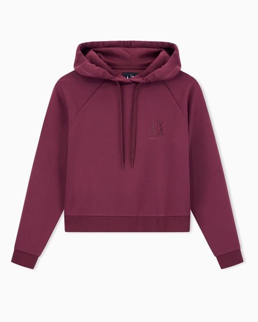 ARMANI EXCHANGE Purple Glitter Logo Hoodie