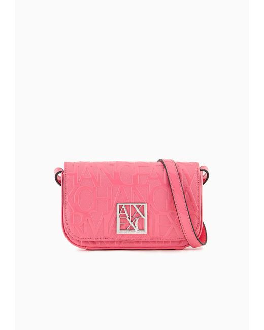 Armani Exchange Pink Kleiner Schulterriemen Mit Patte Und Geprägtem Schriftzug