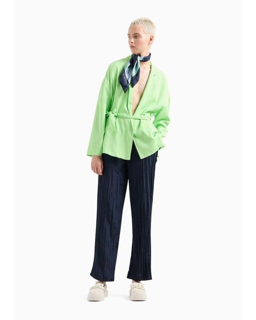 Armani Exchange Green Georgette Jacket With Belt