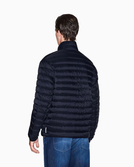 ARMANI EXCHANGE Blue Quilted Full-Zip Down Jacket for men