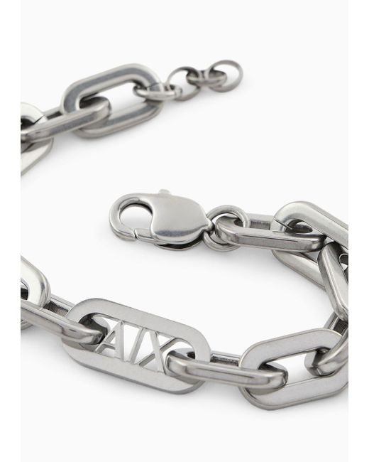 Armani Exchange Metallic Stainless Steel Chain Bracelet for men