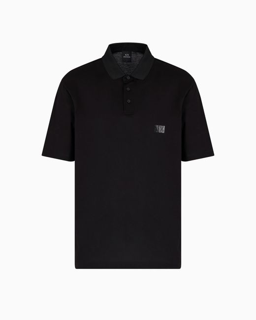 Polo De Algodón Mercerizado De Corte Regular ARMANI EXCHANGE de hombre de color Black