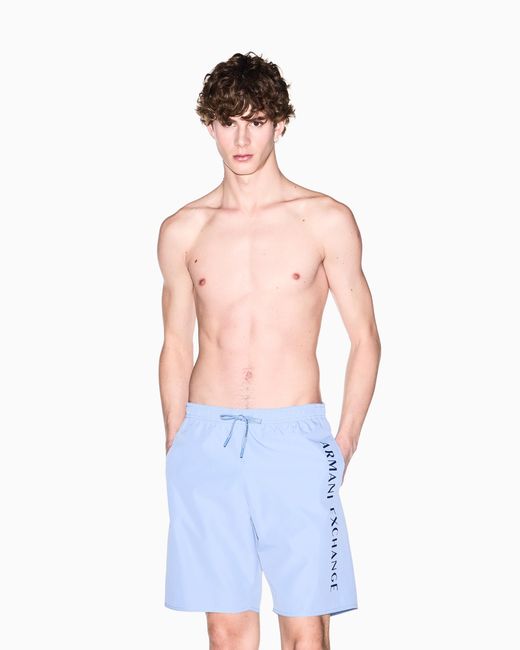 ARMANI EXCHANGE Blue Swimsuit With Side Logo for men