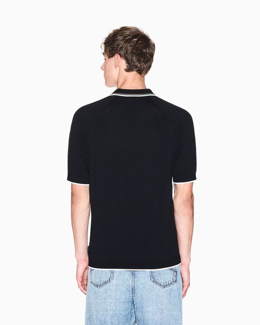 ARMANI EXCHANGE Black Cotton Polo Shirt for men