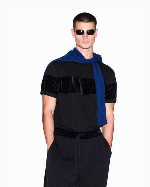 ARMANI EXCHANGE Black Regular T-Shirt Cotton Jersey for men