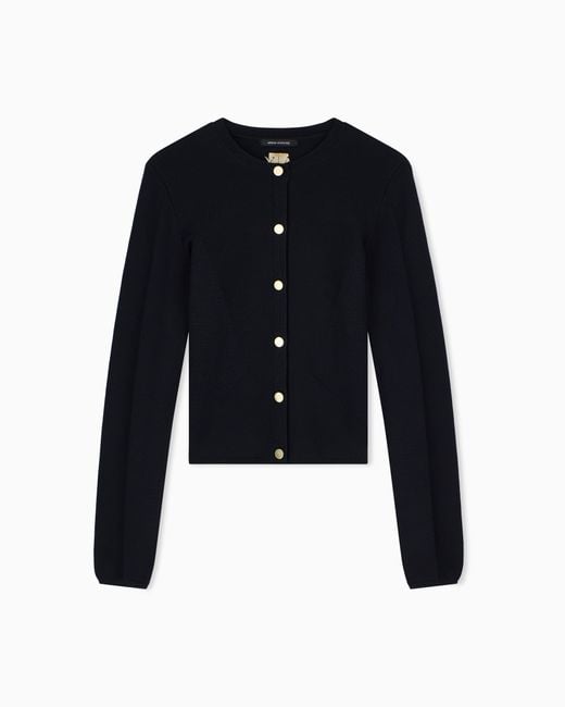 ARMANI EXCHANGE Blue Regular Fit Cardigan Knitted Recycled Viscose And Nylon