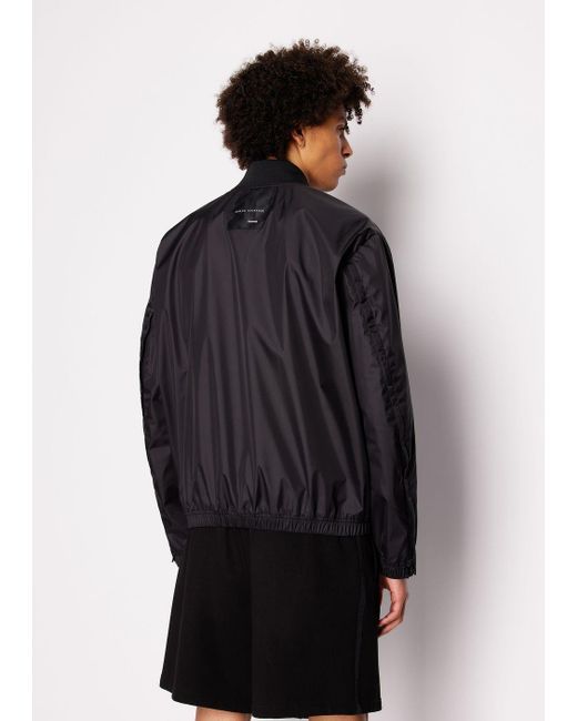 Armani Exchange Black Full Zip Blouson With Contrasting Detail In Asv Fabric for men