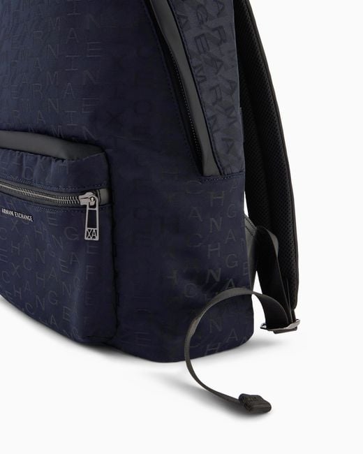 ARMANI EXCHANGE Blue Technical Fabric Backpack for men
