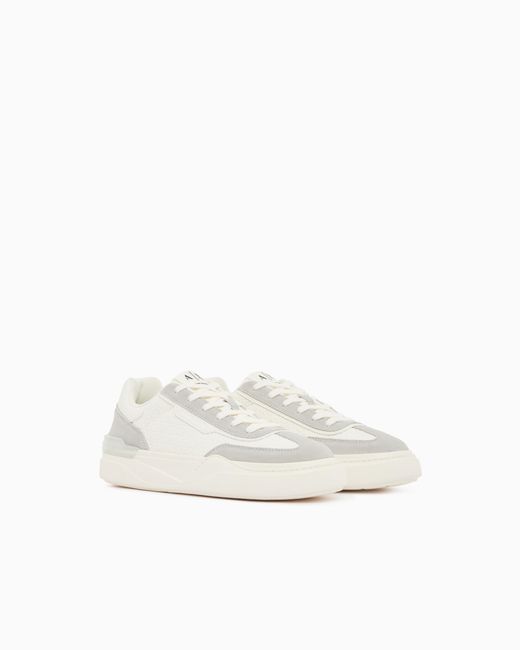 ARMANI EXCHANGE Low-Top Sneaker Mit Wildledereinsätzen Und Schnürung in White für Herren