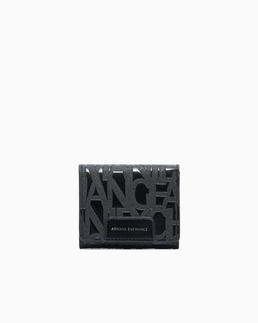 ARMANI EXCHANGE Black Bi-Fold Wallet With An Embossed Pattern