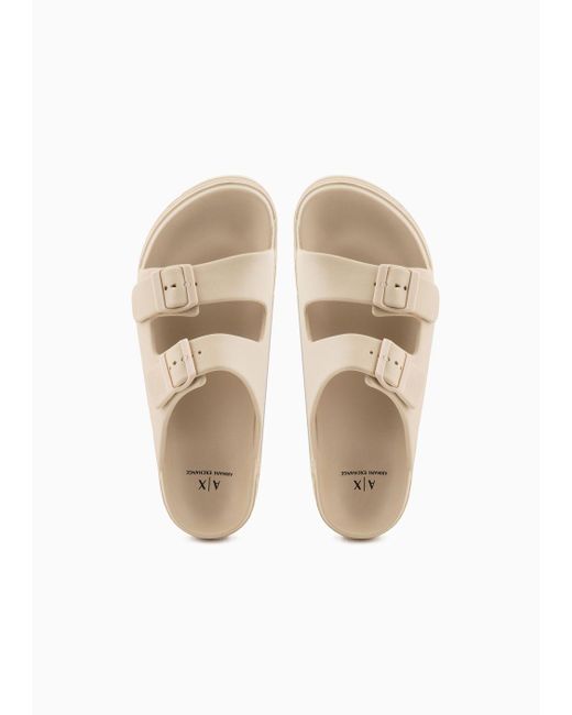 Armani Exchange White Slippers With Two Rubber Bands for men