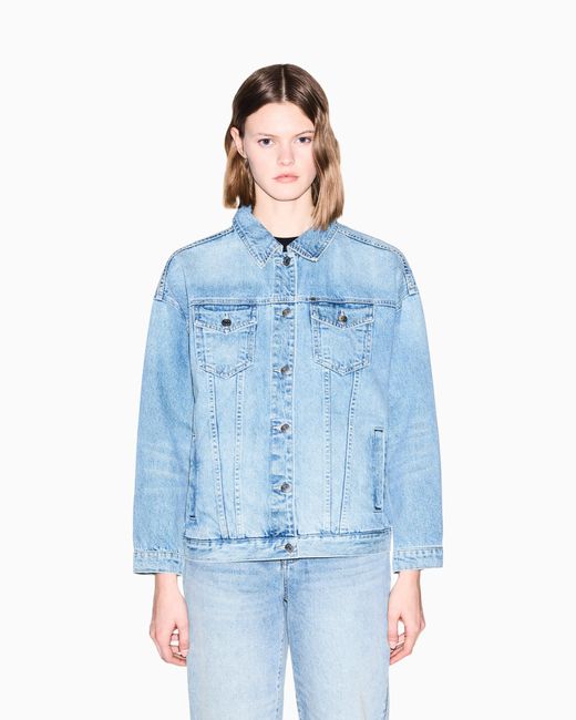 ARMANI EXCHANGE Blue Used Effect Denim Jacket