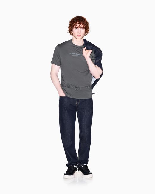 ARMANI EXCHANGE Black Regular Fit T-Shirt for men