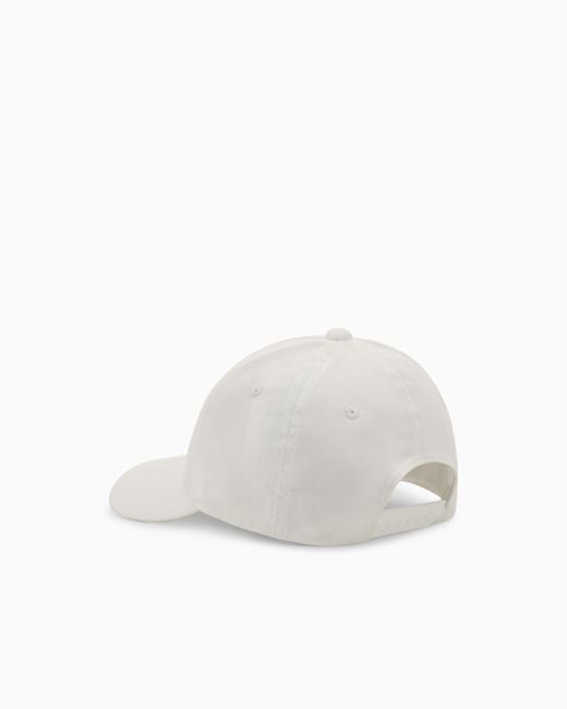 ARMANI EXCHANGE White Cotton Twill Baseball Cap With An Embroidered Logo Icon