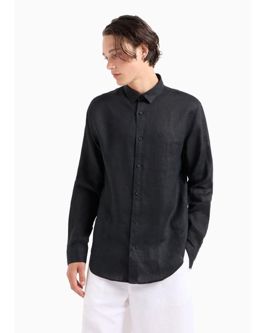Black linen shirt mens online