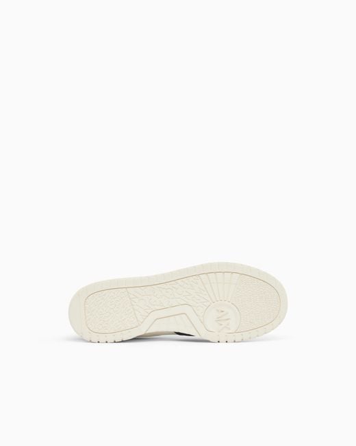 ARMANI EXCHANGE White Suede & Mesh Urban Runner Sneakers for men