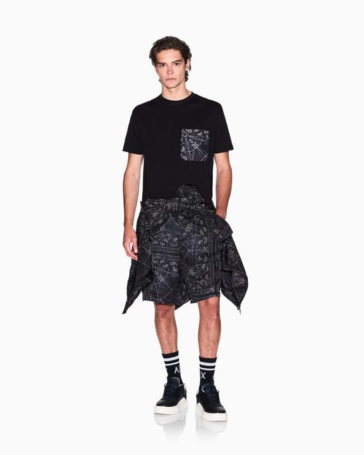 T-Shirt Coupe Régulière Avec Poche À Motifs ARMANI EXCHANGE pour homme en coloris Black