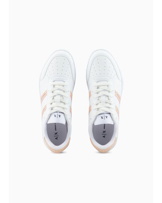 Sneakers Con Bande Laterali A Contrasto di Armani Exchange in White