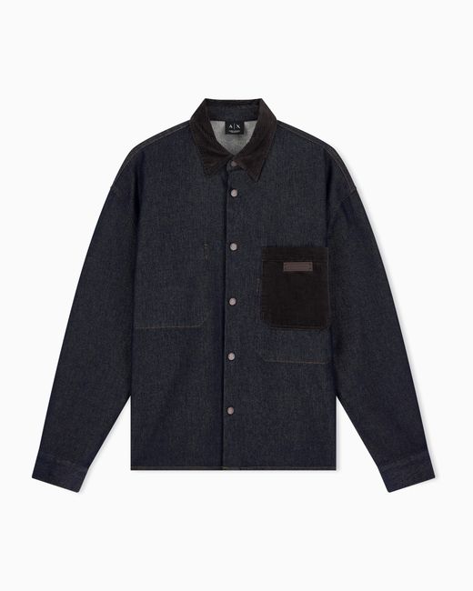 ARMANI EXCHANGE Blue Oversized Shirt for men