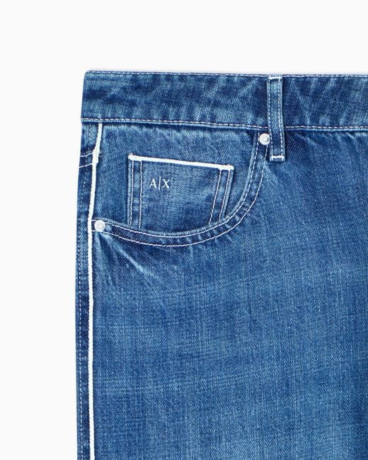 ARMANI EXCHANGE Blue Loose Fit Mid- Rigid Denim Jeans