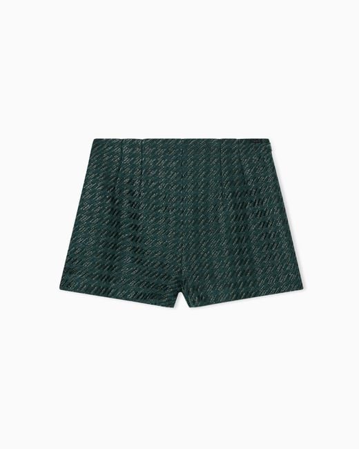 ARMANI EXCHANGE Women's Green Textured Fabric Shorts