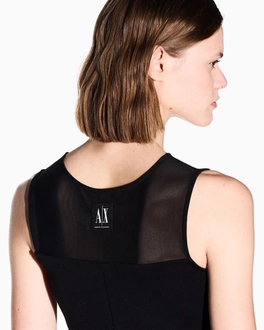 ARMANI EXCHANGE Black Stretch Sheath Dress With A Mesh Insert Icon