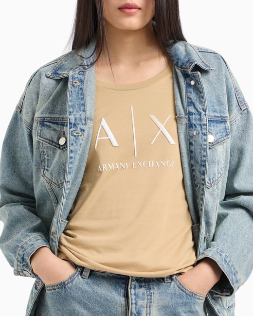 ARMANI EXCHANGE White Pima Cotton Print Short Short T-Shirt