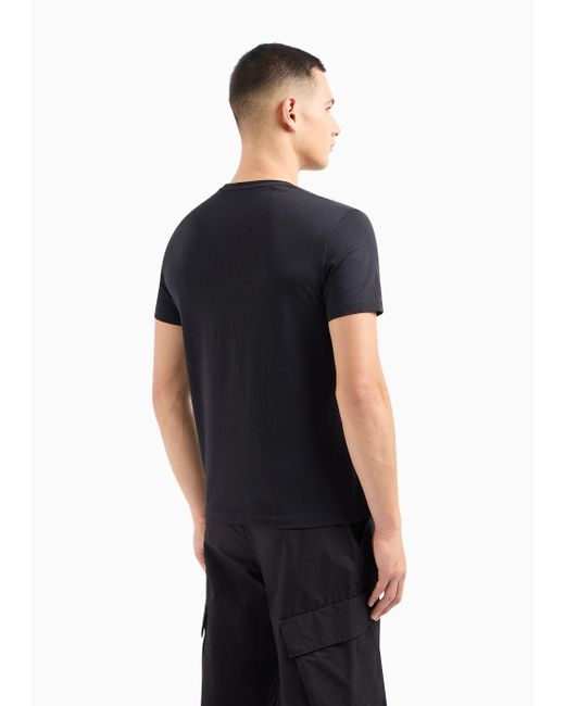 Armani Exchange Black Regular Fit Jersey T-shirt With Vertical Print for men