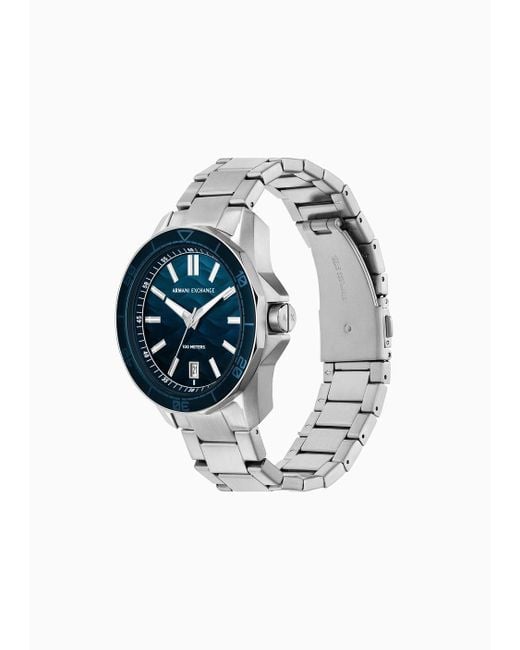 Armani Exchange Blue Three-hand Date Stainless Steel Watch for men
