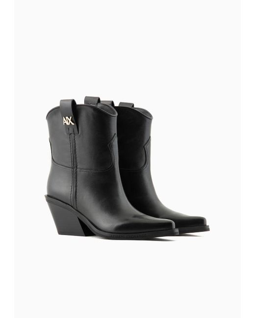 Armani Exchange Black Camperos In Real Leather