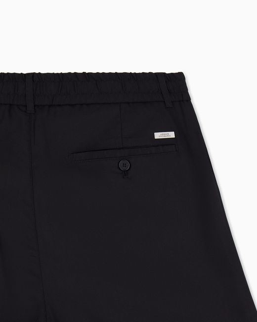 ARMANI EXCHANGE Black Oxford Lyocell Trousers for men